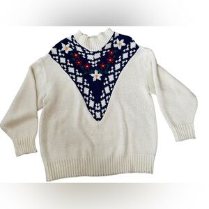 Forelli Vintage 90s Hippie Boho Cottagecore Floral Long Sleeve Mock Neck Sweater